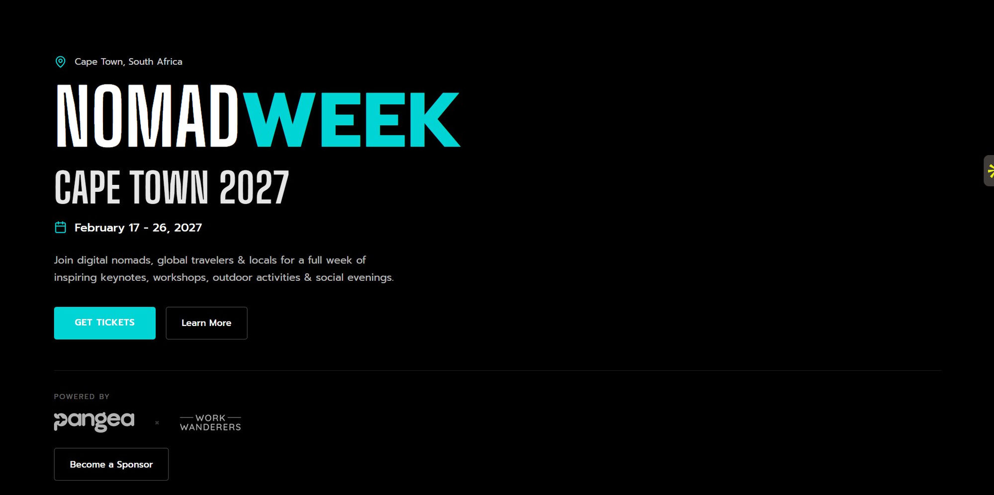 NomadWeek Cape Town 2027 homepage