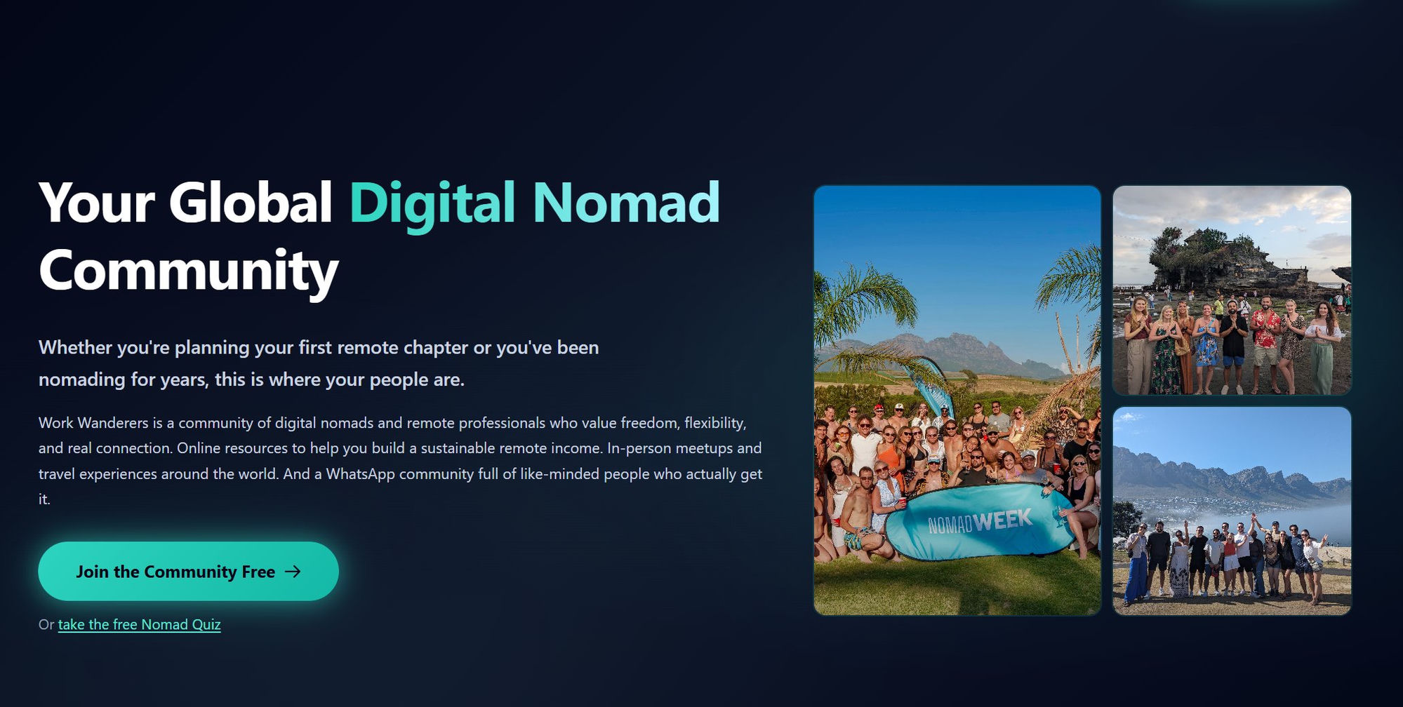 Work Wanderers homepage — Your Global Digital Nomad Community